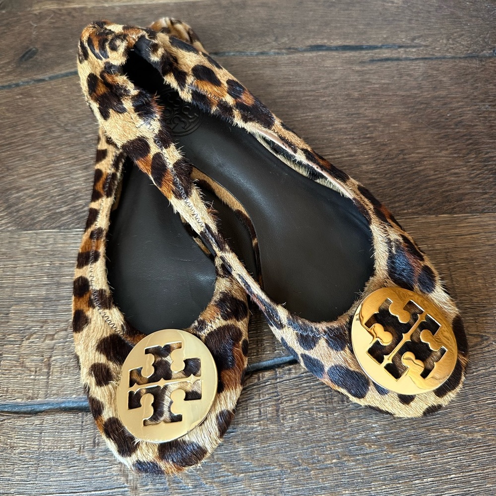 Tory Burch Revas Calf Hair Animal Print Ballet Flats size 8